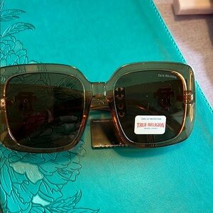 True Religion Olive Green Square Sunglasses